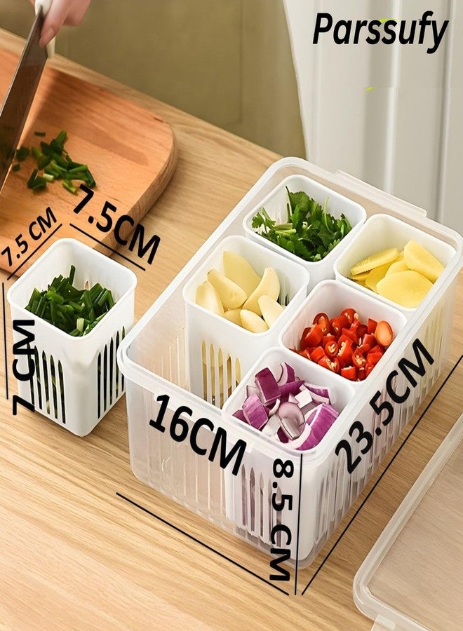Parssufy Fridge Storage Boxes Freezer Storage Containers, Container for Kitchen Storage Set, Storage in Kitchen, Vegetable Storage, Draining Crisper Refrigerator Food Box White, Plastic (Pack of 1) - Image 4